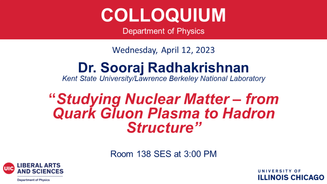 Spring Colloquia - Dr. Sooraj Radhakrishnan