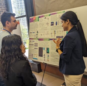 graduate student presenting her research 